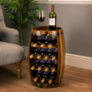 Wooden Barrel Wine 14 Bottle Holder - Brown by Christow