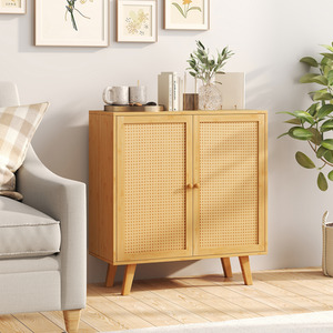 Bamboo Buffet Cabinet Sideboard Cabinet - Brown by Costway