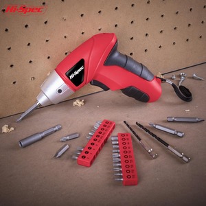 27 Piece 3.6V Electric Power Screwdriver and Bit Set - Red by Hi-Spec