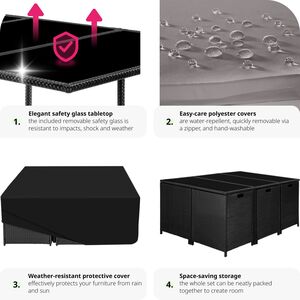 Malaga 641 Rattan Garden Furniture Set with Protective Cover by tectake