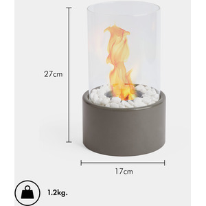 Tabletop Fireplace Bioethanol Fire Pit Round Shape - Grey by VonHaus
