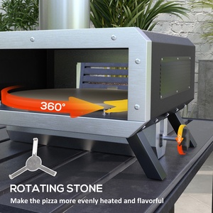 Outsunny Wood Fired Pizza Oven with Rotating Pizza Stone - Black by Outsunny