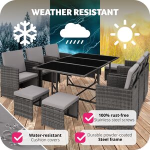 Malaga 641 Rattan Garden Furniture Set with Protective Cover by tectake