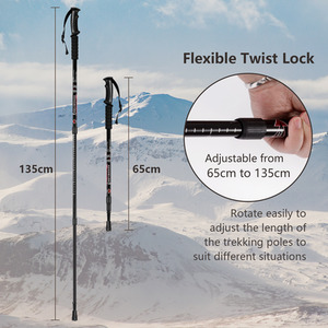 Adjustable Hiking Trekking Pole - Black by Costway