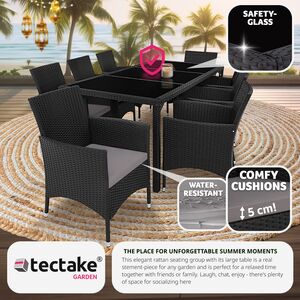 Rattan Garden Furniture Set 81 With Protective Cover - Black/Grey by tectake