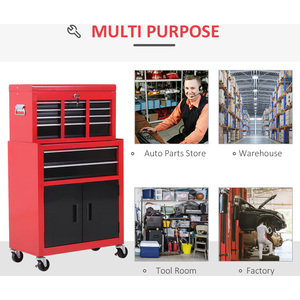 HOMCOM Portable Toolbox - Red by HOMCOM