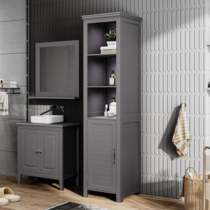 Freestanding Bathroom Tall Cabinet with Blind Door by Livingandhome
