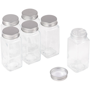 24-Piece Glass Spice Jars with Airtight Aluminum Lids - Silver by Livingandhome