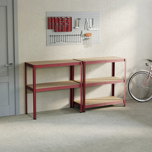 5 Tier Heavy Duty Adjustable Steel Garage Shelving Unit - 875kg Weight Capacity - Red / 30cm by Vida Designs