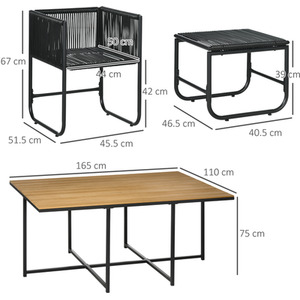 OutsunnyRattan Dining Set Space-saving Design - Black by Outsunny