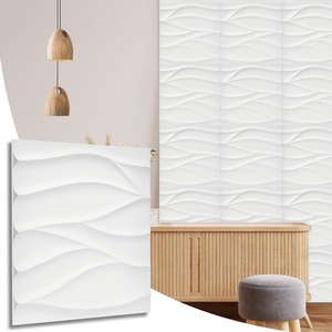 3D Wall Panels (50x50 cm) PVC Cladding Panel Wavy Wave Effect by NOVECRAFTO