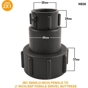 IBC S60x6 (2 inch) Female to (2 inch) BSP Female Swivel Buttress by DNA PACKAGING LTD