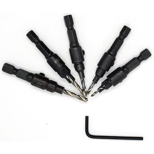 Set of 5 Drill Bits with Allen Key - Silver
