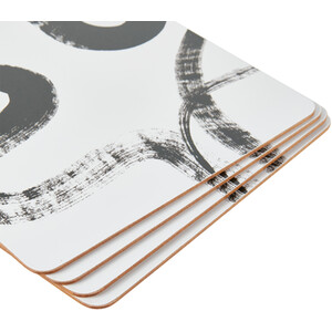 Pack of 8 Inkwell Placemats and Coaster Set - Black & White