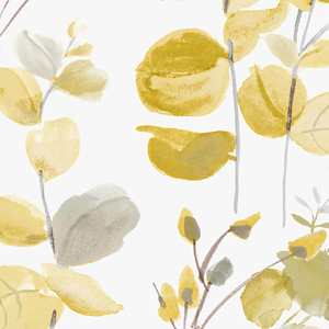 Fresco Watercolour Leaves Ochre Wallpaper - Yellow by Fresco
