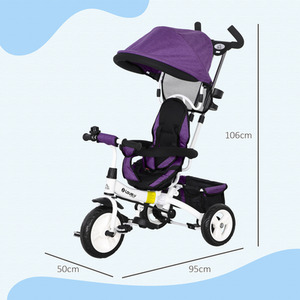 HOMCOM 6 in 1 Kids Trike Push Bike for 1-5 Years - Purple by HOMCOM