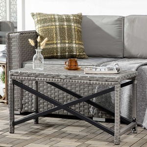 Outsunny Garden Coffee Table - Grey-'X' bar by Outsunny