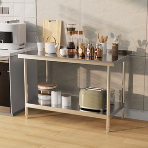 Two-Tier Stainless Steel Workbench with Backsplash - Silver / 120cm by Livingandhome