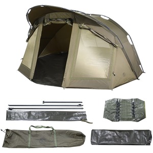 CARPZILLA Fishing Bivvy 2 Man Waterproof Camping Tent Shelter Door Windows Green - Dark Green by CARPZILLA
