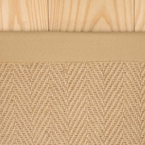 Natural Beige Cotton Border Jute Area Rug - Brown / 240 x 70cm by The Rug House