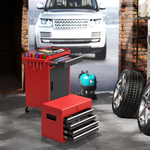 2-in-1 Rolling Tool Chest - Red & Black by Costway