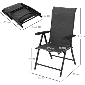 Outsunny Outdoor Rattan Folding Chair Set of 4 with Adjustable Back - Grey by Outsunny
