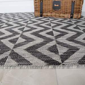 Grey Geometric Flatweave Outdoor Rug by The Rug House