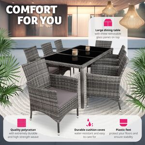 Rattan Garden Furniture Set 81 With Protective Cover - Mottled Grey/Grey by tectake