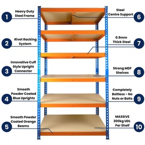 Extra Heavy Duty Racking Shelving 6 Levels - Blue & Orange / 90cm / 60cm by Trade Price Deals