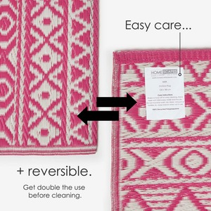 Homescapes Outdoor Rug Luxury Waterproof Reversible Recycled, Pink Tia Aztec by Homescapes