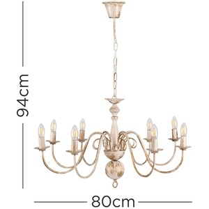 Gothica Flemish 8 Way White Distressed Ceiling Light Chandelier - White by ValueLights