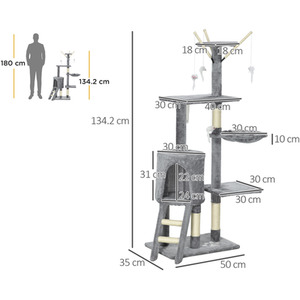 PawHut Cat Tree Activity Centre Condo - Grey by PawHut
