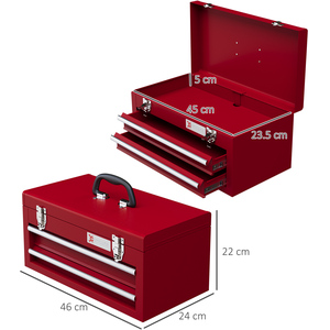 DURHAND Tool Chest Lockable Tool Box with Handle Latch - Red / 24cm / 22cm by DURHAND