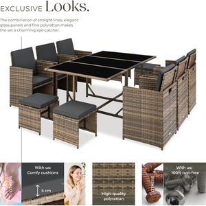 Malaga 641 Rattan Garden Furniture Set with Protective Cover by tectake