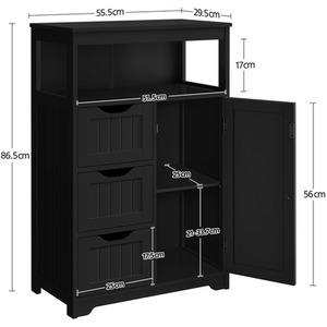 Yaheetech Bathroom Floor Cabinet Storage Units for Living Room - Black / 29.5cm by Yaheetech