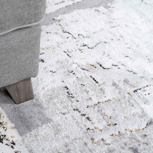 Grey Gold Metallic Distressed Abstract Area Rug by The Rug House