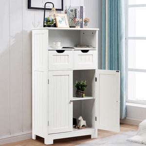 Bathroom Floor Cabinet Standing Cupboard - White by Costway