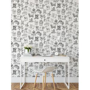 Pooches Wallpaper - White by Muriva