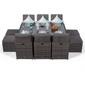 Giardino Rattan Cube Dining Set - Grey / 6 by Giardino