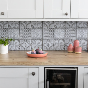 Moroccan Style Self Adhesive Wall Tiles - Grey by d-c-fix