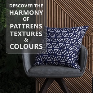 Set of 4 Navy Blue Geometric Cushion Covers by Bedbric