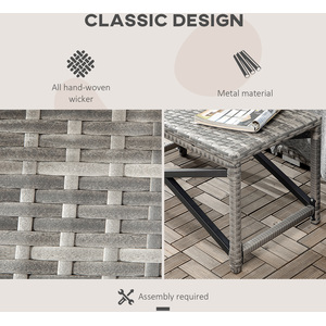 Outsunny Garden Coffee Table - Grey-'X' bar by Outsunny