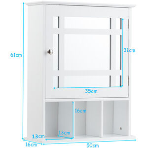 Bathroom Wall Cabinet Display Shelving Unit - White by Costway