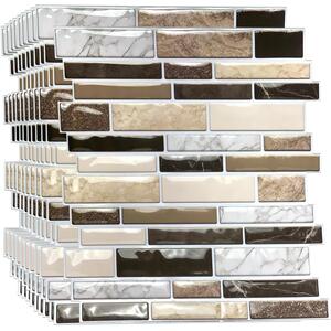 Stone Glossy Mosaic 3D Stick on Tile Sticker - Brown by Walplus