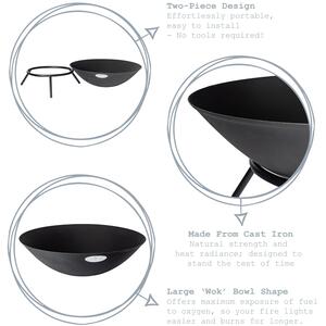 Steel Garden Firepit Pit - Black by Harbour Housewares