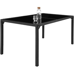 Rattan Garden Furniture Set 61 With Protective Cover - Black/Grey by tectake