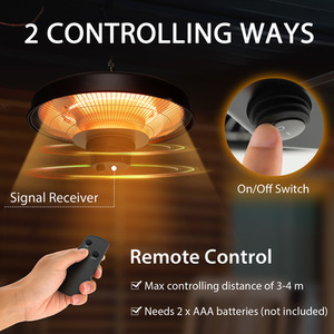 2000W Patio Ceiling Electric Heater - Black by Costway