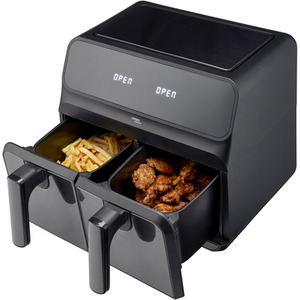 Dual Air Fryer 8L XL Capacity and Digital Display - Black by Cooks Professional