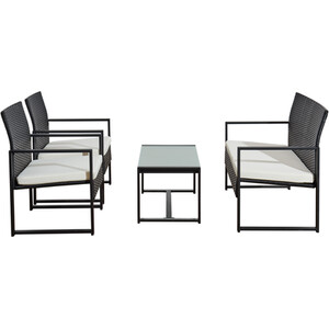 4 Piece Steel and Rattan KD Sofa Set - Black by Outdoor Essentials