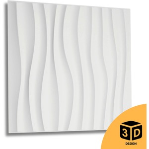 3D Wall Panels (50x50 cm) PVC Cladding Panel in White Waves Design by NOVECRAFTO
